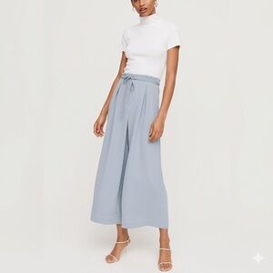 Wilfred High Rise Culotte Pants Light Blue Size 8 Aritzia